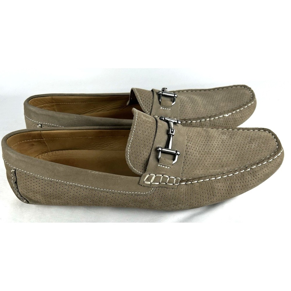 1901 Beige Nubuck Leather Horsebit Driving Loafers Shoes Sz 14 M Slip On Brazil